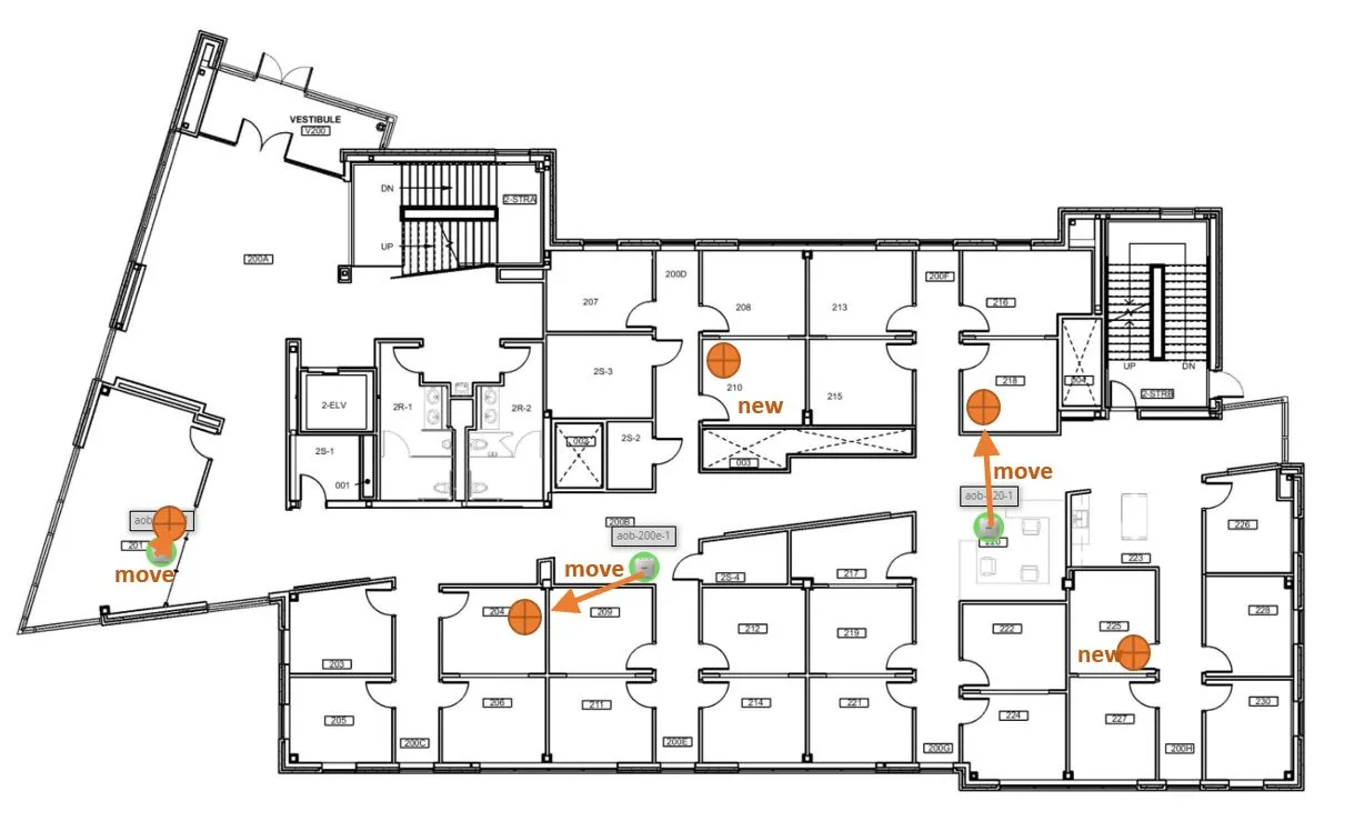 Diagram of Access points in Academic Office Building.